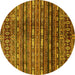 Round Machine Washable Abstract Yellow Modern Rug, wshabs598yw