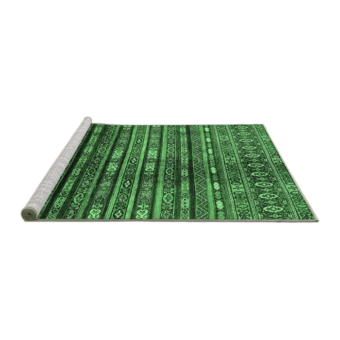 Sideview of Machine Washable Abstract Emerald Green Modern Area Rugs, wshabs598emgrn