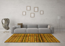 Machine Washable Abstract Yellow Modern Rug in a Living Room, wshabs598yw
