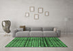 Machine Washable Abstract Emerald Green Modern Area Rugs in a Living Room,, wshabs598emgrn