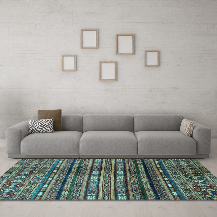 Machine Washable Abstract Light Blue Modern Rug in a Living Room, wshabs598lblu