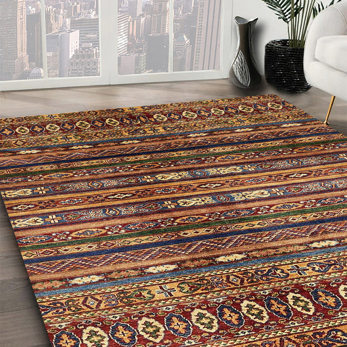 Machine Washable Abstract Vermilion Red Rug in a Family Room, wshabs598