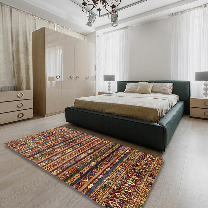 Abstract Red Modern Rug in a Bedroom, abs598