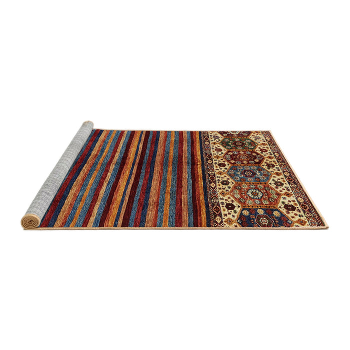 Sideview of Machine Washable Abstract Saffron Red Rug, wshabs599