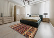 Abstract Saffron Red Modern Rug in a Bedroom, abs599