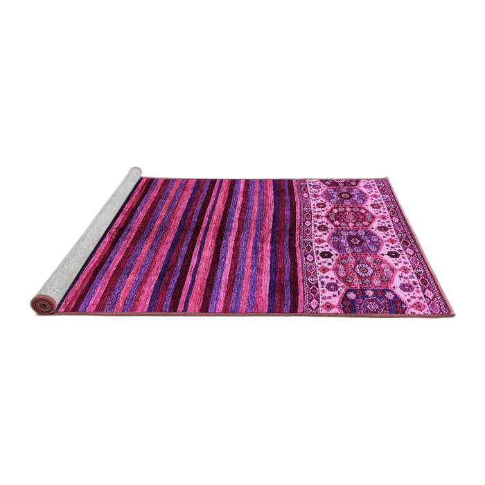 Sideview of Machine Washable Abstract Pink Modern Rug, wshabs599pnk