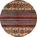 Round Abstract Saffron Red Modern Rug, abs599