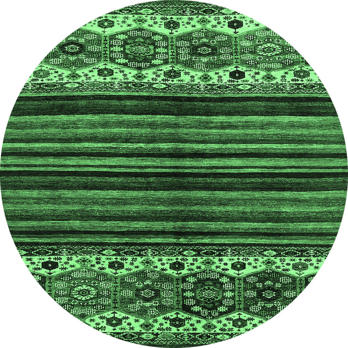 Round Machine Washable Abstract Emerald Green Modern Area Rugs, wshabs599emgrn