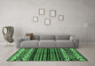 Machine Washable Abstract Emerald Green Modern Area Rugs in a Living Room,, wshabs599emgrn