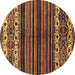 Round Abstract Brown Modern Rug, abs599brn