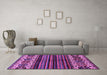 Machine Washable Abstract Purple Modern Area Rugs in a Living Room, wshabs599pur