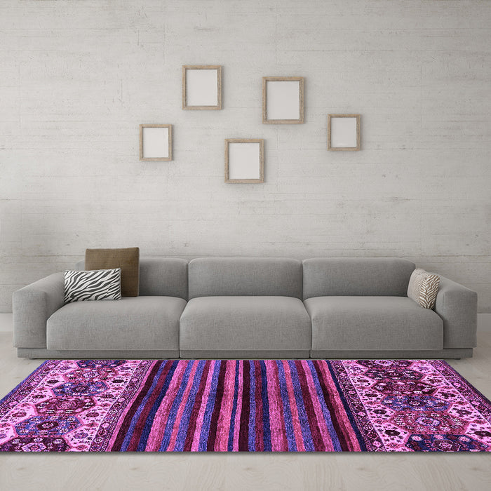 Machine Washable Abstract Purple Modern Area Rugs in a Living Room, wshabs599pur