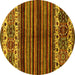 Round Abstract Yellow Modern Rug, abs599yw