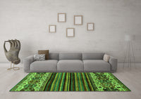 Machine Washable Abstract Green Modern Rug, wshabs599grn