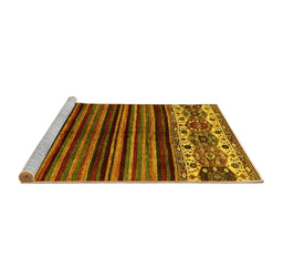 Sideview of Machine Washable Abstract Yellow Modern Rug, wshabs599yw