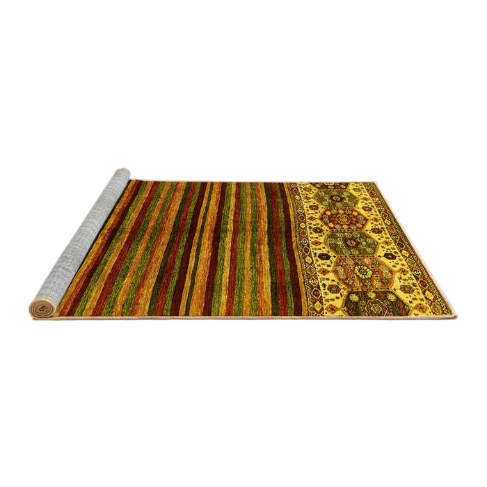 Sideview of Machine Washable Abstract Yellow Modern Rug, wshabs599yw