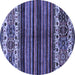 Round Abstract Blue Modern Rug, abs599blu