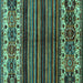 Square Abstract Turquoise Modern Rug, abs599turq