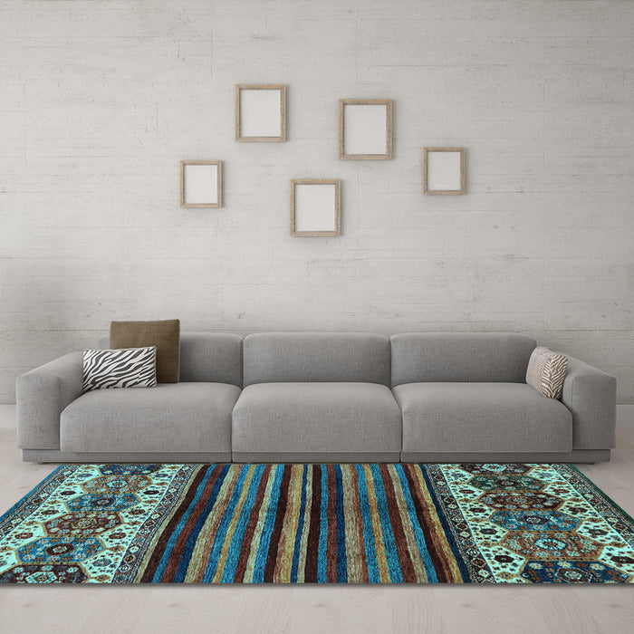 Machine Washable Abstract Light Blue Modern Rug in a Living Room, wshabs599lblu