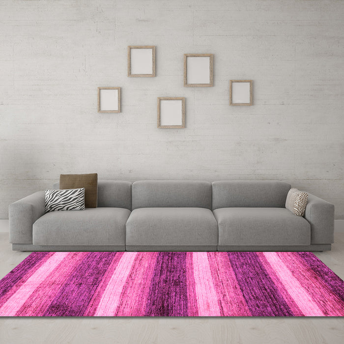 Machine Washable Abstract Pink Modern Rug in a Living Room, wshabs59pnk