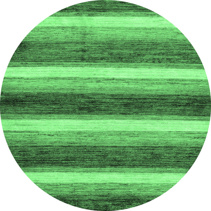 Round Machine Washable Abstract Emerald Green Modern Area Rugs, wshabs59emgrn