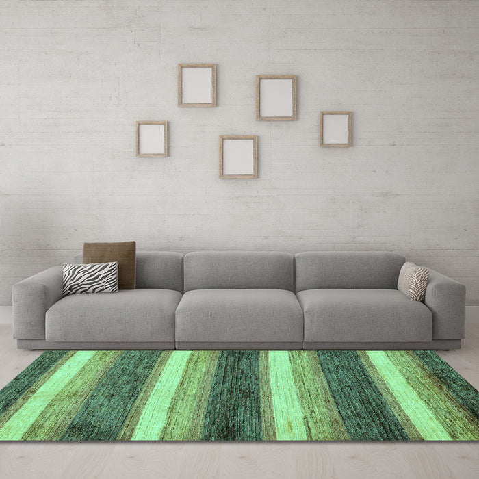 Machine Washable Abstract Turquoise Modern Area Rugs in a Living Room,, wshabs59turq