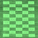 Square Machine Washable Checkered Emerald Green Modern Area Rugs, wshabs5emgrn