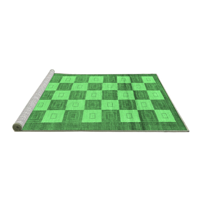 Sideview of Machine Washable Checkered Emerald Green Modern Area Rugs, wshabs5emgrn