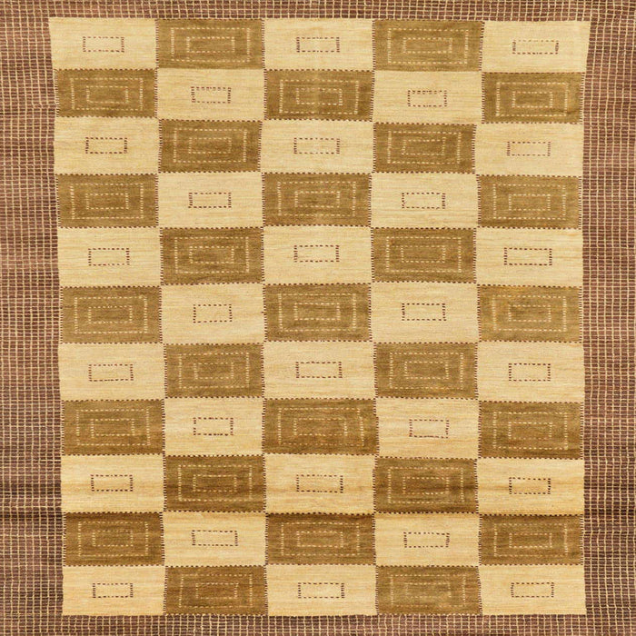 Square Machine Washable Abstract Orange Rug, wshabs5