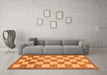 Machine Washable Checkered Orange Modern Area Rugs in a Living Room, wshabs5org