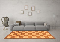 Machine Washable Checkered Orange Modern Rug, wshabs5org