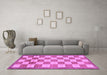 Machine Washable Checkered Purple Modern Area Rugs in a Living Room, wshabs5pur