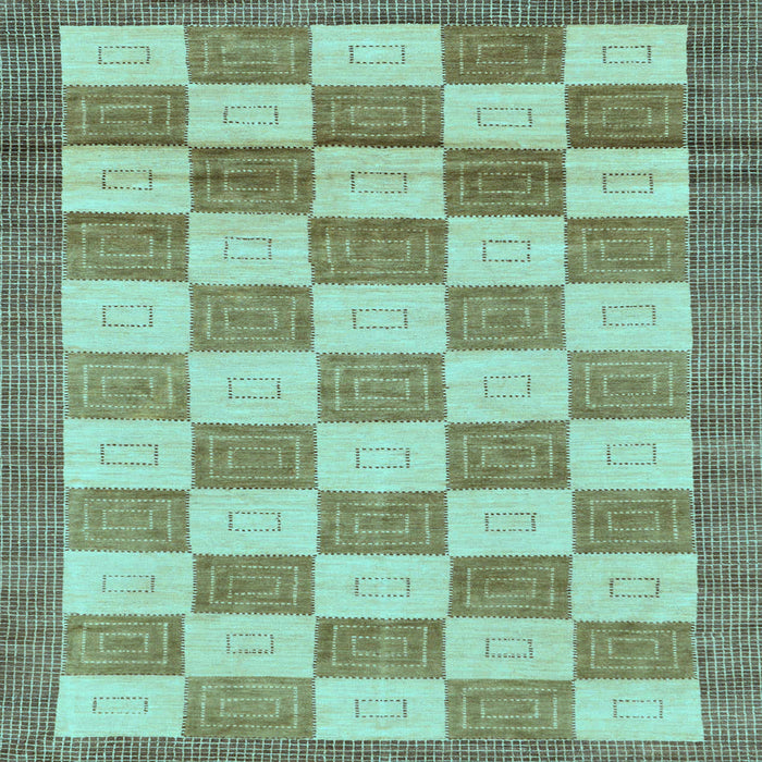 Square Machine Washable Checkered Light Blue Modern Rug, wshabs5lblu