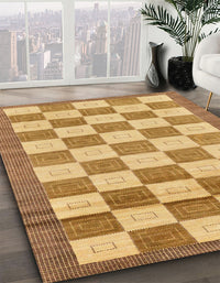 Abstract Orange Checkered Rug, abs5