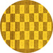 Round Checkered Yellow Modern Rug, abs5yw