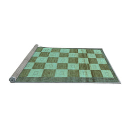 Sideview of Machine Washable Checkered Light Blue Modern Rug, wshabs5lblu