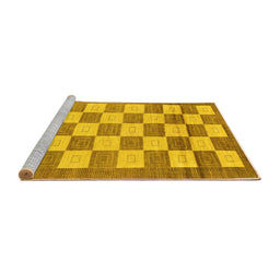 Sideview of Machine Washable Checkered Yellow Modern Rug, wshabs5yw