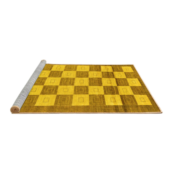 Sideview of Machine Washable Checkered Yellow Modern Rug, wshabs5yw