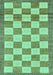Machine Washable Checkered Turquoise Modern Area Rugs, wshabs5turq