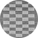 Round Machine Washable Checkered Gray Modern Rug, wshabs5gry