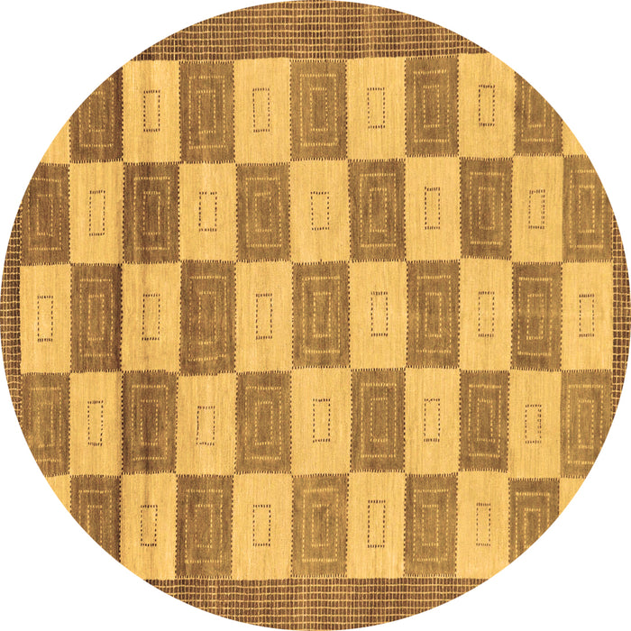 Round Machine Washable Checkered Brown Modern Rug, wshabs5brn