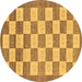 Round Machine Washable Checkered Brown Modern Rug, wshabs5brn