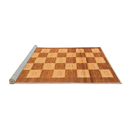 Sideview of Machine Washable Checkered Orange Modern Area Rugs, wshabs5org