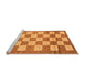 Sideview of Machine Washable Checkered Orange Modern Area Rugs, wshabs5org