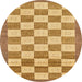 Round Abstract Orange Checkered Rug, abs5