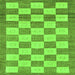 Square Machine Washable Checkered Green Modern Area Rugs, wshabs5grn