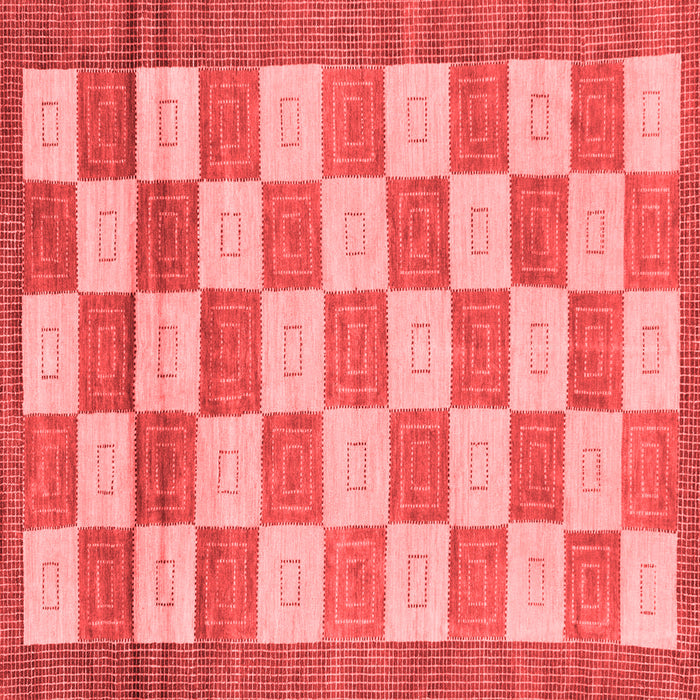 Machine Washable Checkered Red Modern Rug, wshabs5red