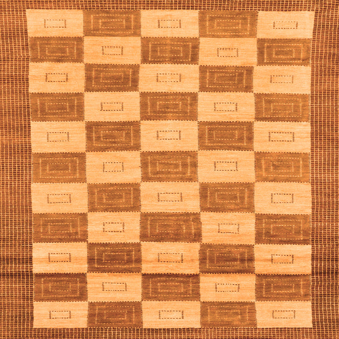 Square Machine Washable Checkered Orange Modern Area Rugs, wshabs5org