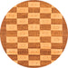 Round Machine Washable Checkered Orange Modern Area Rugs, wshabs5org