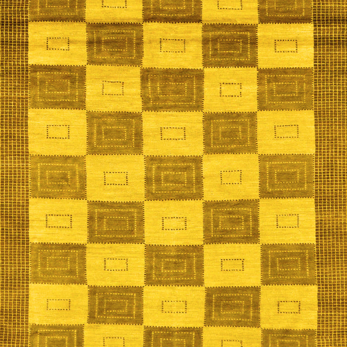 Machine Washable Checkered Yellow Modern Rug, wshabs5yw